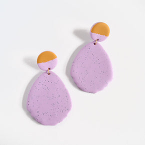 Dot & Fan Earrings, Lilac and Mustard | Curious Makers