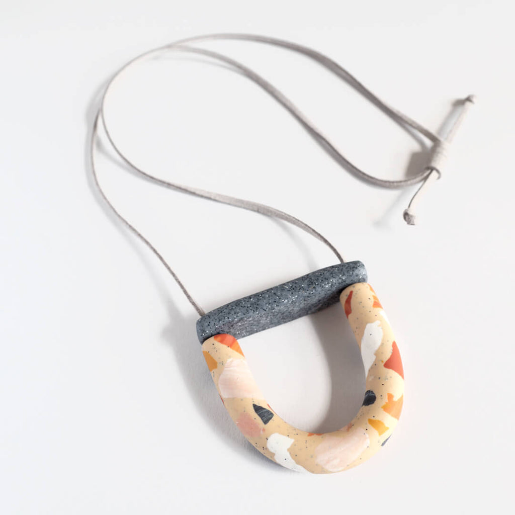 Mini Arc Necklace, Rust Terrazzo